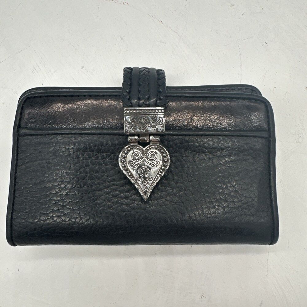 Brighton Bellissimo Heart Magnetic Zippered Women's Wallet Black Leather